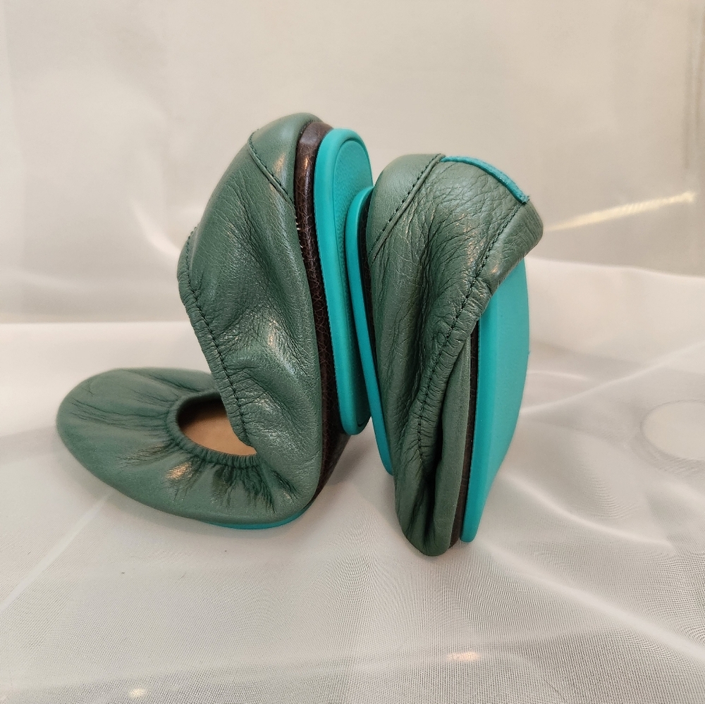 Tieks Green Leather Ballet Flats
